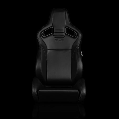 Braum Racing ELITE V2 Series Sport Reclinable Seats PAIR - Black Leatherette / Black Stitching