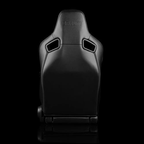 Braum Racing ELITE V2 Series Sport Reclinable Seats PAIR - Black / White Leatherette