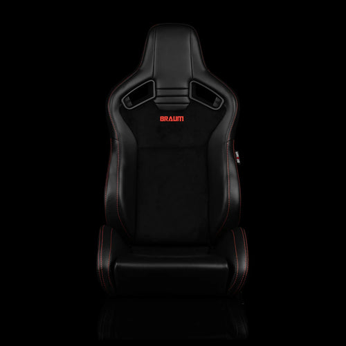 Braum Racing ELITE V2 Series Sport Reclinable Seats PAIR - Black Leatherette / Black Suede