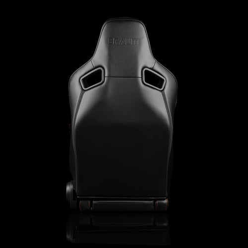 Braum Racing ELITE V2 Series Sport Reclinable Seats PAIR - Maroon Leatherette / Black Suede / Low Bolster Version