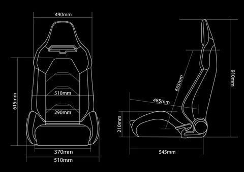 Braum Racing VIPER-X Series Sport Reclinable Seats- Pair - Black Leatherette (Snakeskin Edition)