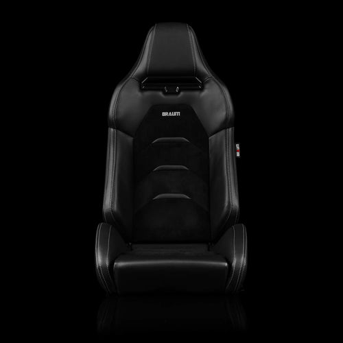 Braum Racing VIPER-X Series Sport Reclinable Seats- Pair - Black Leatherette (Black Suede Inserts)