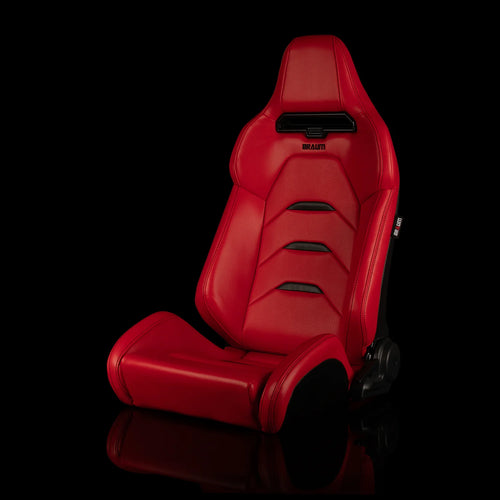 Braum Racing VIPER-X Series Sport Reclinable Seats- Pair - Red Leatherette (Black Trim)