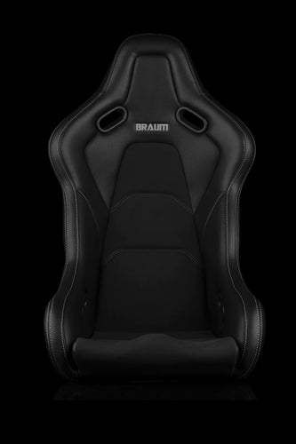 Braum Racing FALCON-S Series Fixed Back Bucket Composite Seat - Pair - Black Leatherette / White Stitching