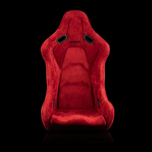 Braum Racing FALCON-S Series Fixed Back Bucket Composite Seat - Pair - Red Alcantara / Black Stitching