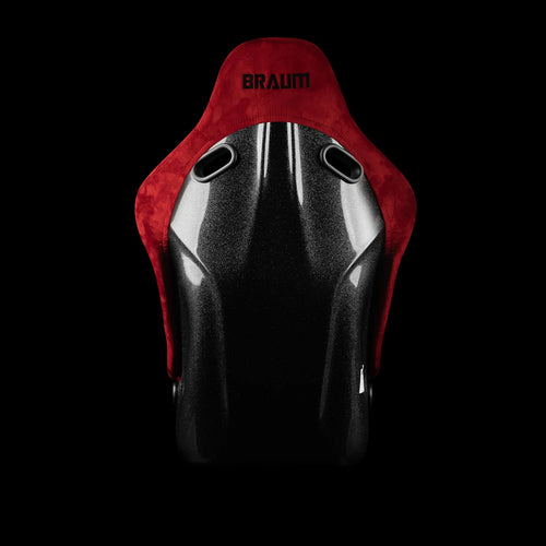 Braum Racing FALCON-S Series Fixed Back Bucket Composite Seat - Pair - Red Alcantara / Black Stitching
