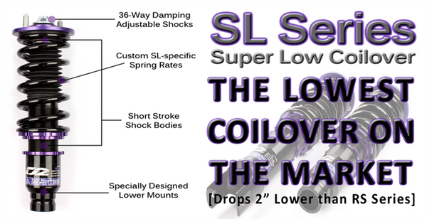 D2 Racing SL (Super Low) Series Coilovers - Acura TL & Type S FWD Models (2004-2008)