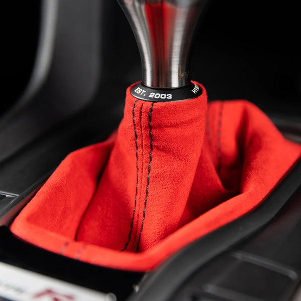 Hybrid Racing Alcantara Shift Boot - Red - Honda Civic / Si / FK8 Type R (2016-2021)