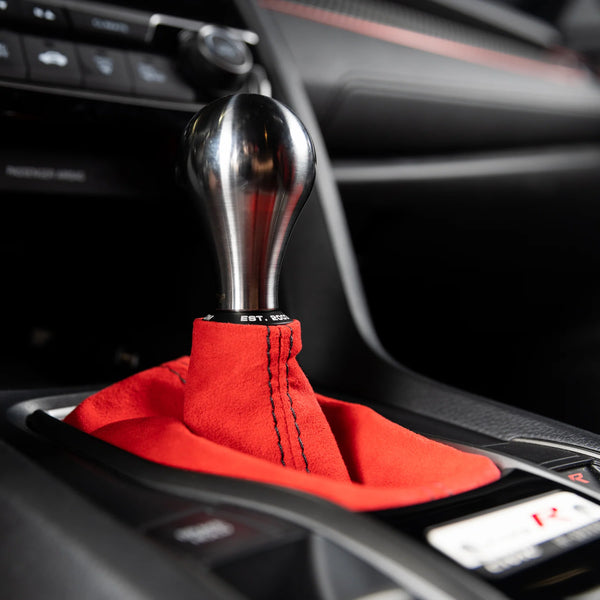 Hybrid Racing Alcantara Shift Boot - Red - Honda Civic / Si / FK8 Type R (2016-2021)