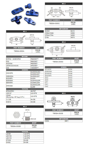 Tomei Fuel Pressure Regulator Adapter Part No.3 - 4G63 / 6A13 / 6G72 TB508A-0000C