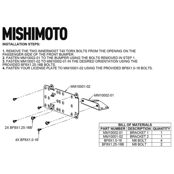 Mishimoto Plastic Bumper License Plate Relocation Kit - Ford Bronco (2021+)