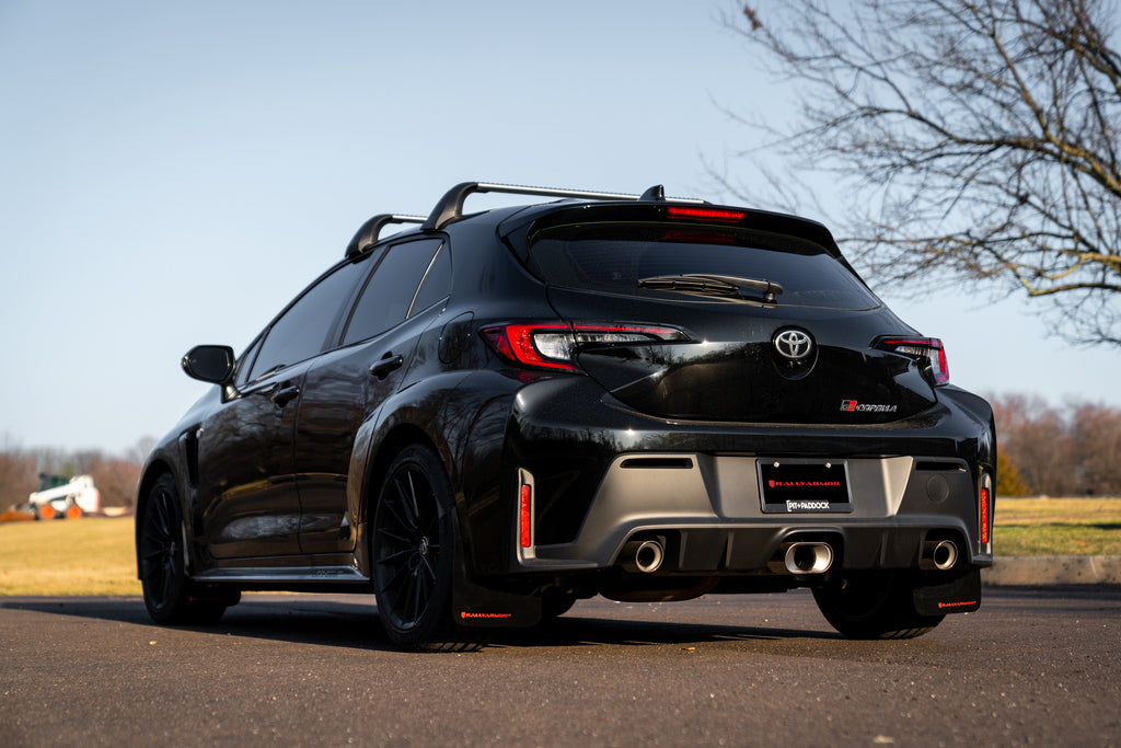thumbnail image 2 of Rally Armor Black Polyurethane Mud Flaps W/ Blue Logo – 2011-2014 Subaru WRX/STI Sedan 2 of 5