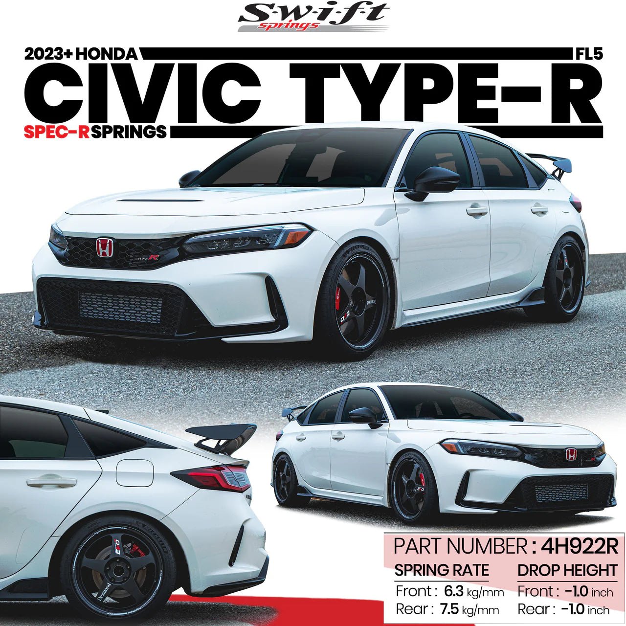 4H922R - Swift Spec R Performance Lowering Springs - Honda Civic