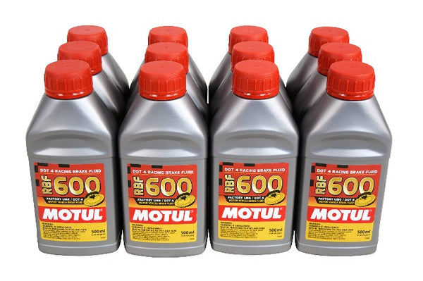 MOTUL 0.5 Liter (16.9 fl.oz) RBF 600 Brake Fluid - Racing Dot 4 Oil - 12 Bottles