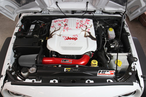 HPS Performance Shortram Cold Air Intake Kit Installed Jeep 2012-2018 Wrangler 3.6L V6 827-664