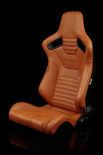 Braum Racing Elite-X Series Sport Reclinable Seats - British Tan w/ Black Stitching - Pair
