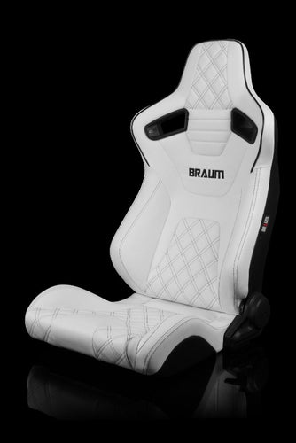 Braum Racing Elite-X Series Sport Reclinable Seats - White w/ Double Black Stitching - Pair