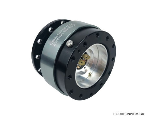 Phase 2 Motortrend (P2M) Black Gunmetal Aluminum Steering Wheel Quick Release Kit - Universal