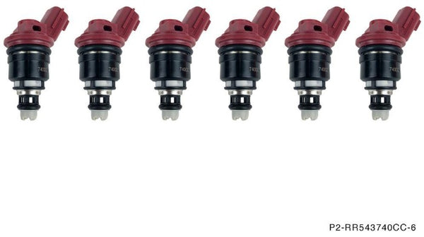 P2M Phase 2 Motortrend 740cc Side Feed Injectors Set of 6 Kit - Nissan R33 RB25DET Z32 300zx VG30