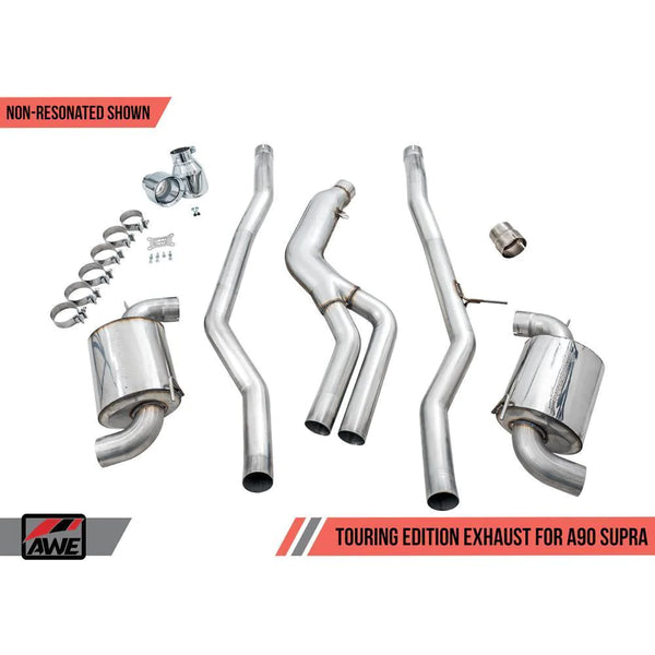 AWE Non-Resonated Touring Edition Cat-Back Exhaust System - 5in Chrome Silver Tips - Toyota GR Supra A90 (2020+)