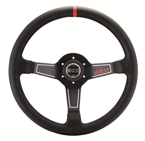 Sparco L575 Steering Wheel w/ Read Centering Stripe 350mm - Black Leather
