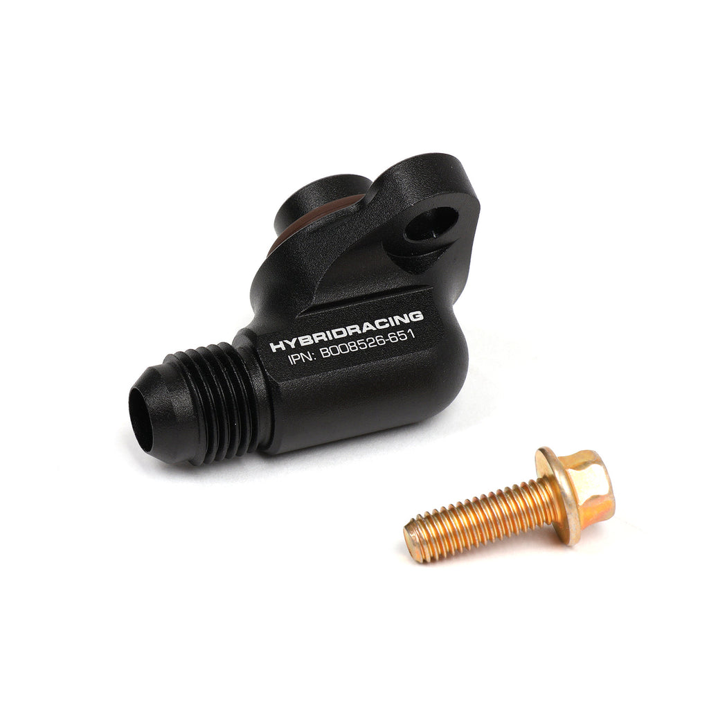 Hybrid Racing -6 AN Water Pump Port Fitting - black anodized finish