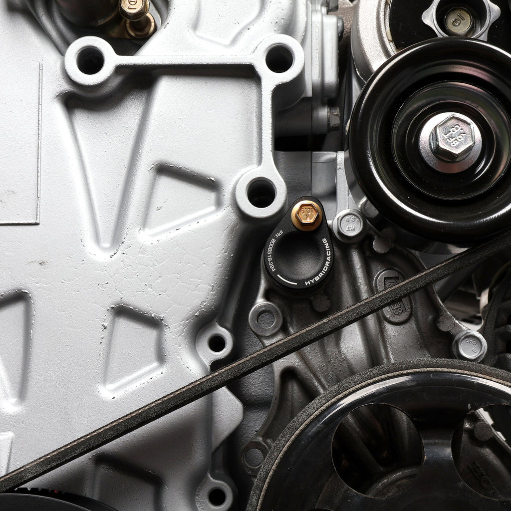 Hybrid Racing Water Pump Port Block Off - installed detail
