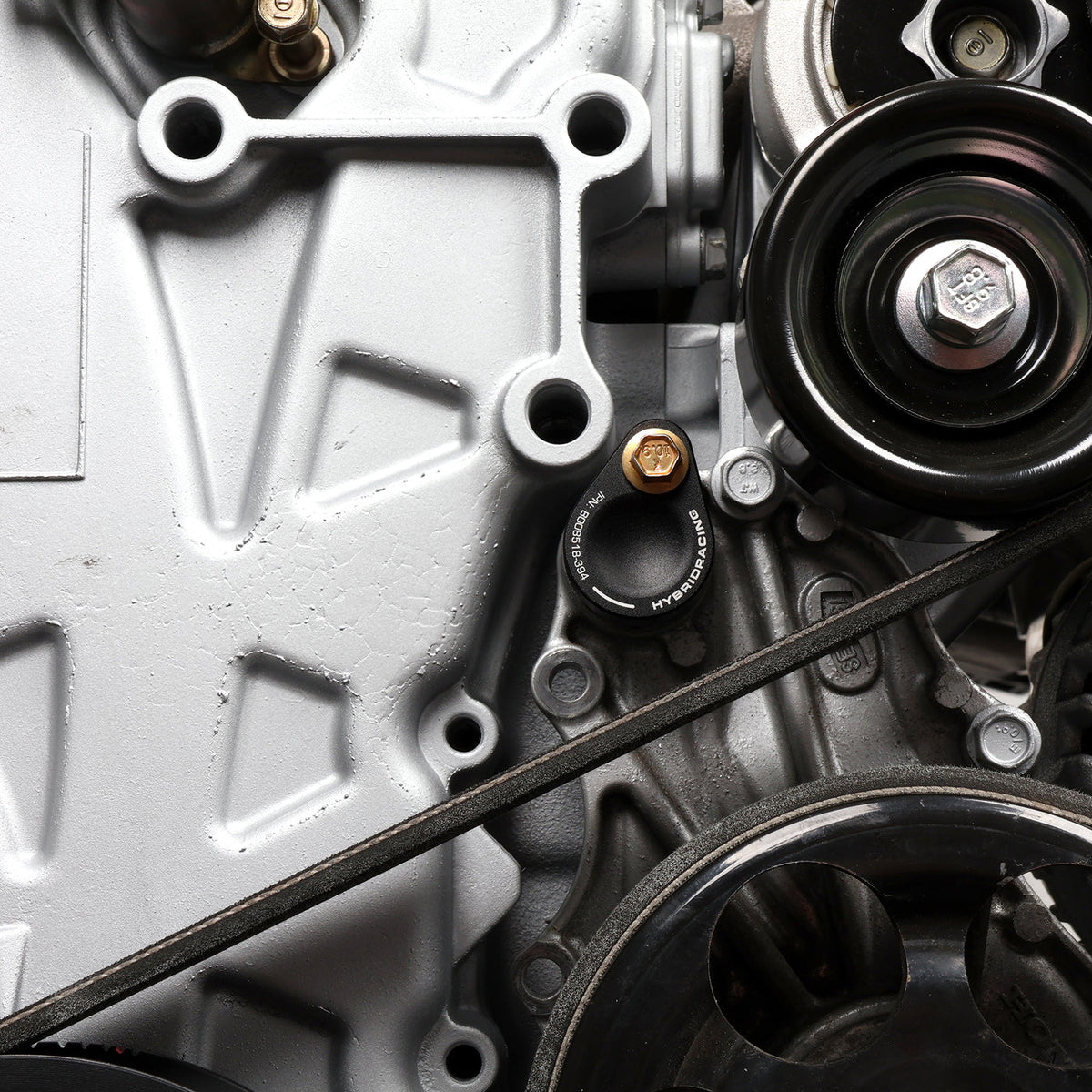 Hybrid Racing Water Pump Port Block Off - installed detail