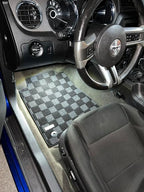 Phase 2 Motortrend (P2M) Checkered Carpet Race Floor Mats - Ford Mustang S197 (2010-2014)