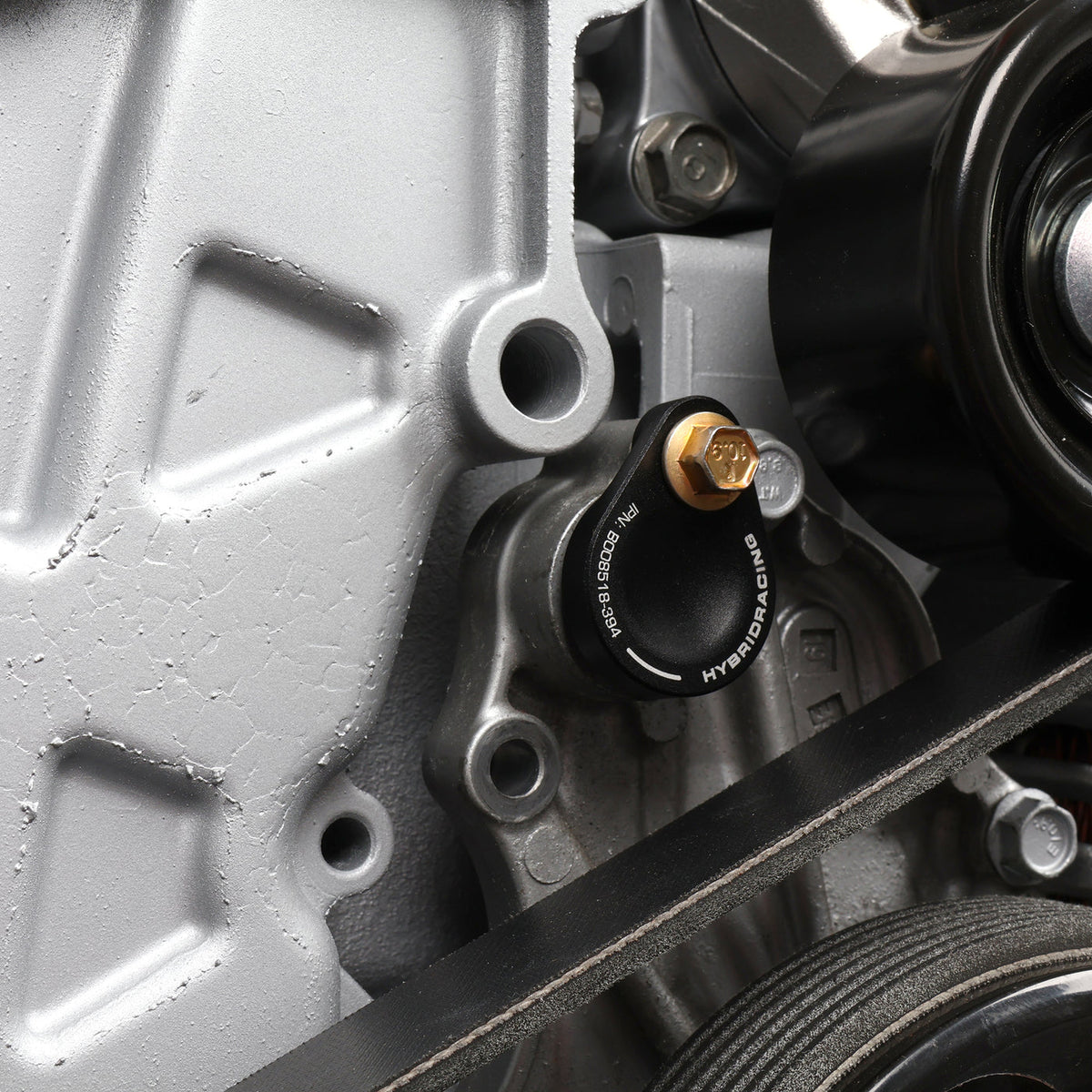Hybrid Racing Water Pump Port Block Off - complete installation