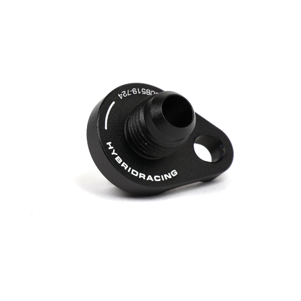 Hybrid Racing -6 AN Water Pump Port Fitting - straight fitting installed