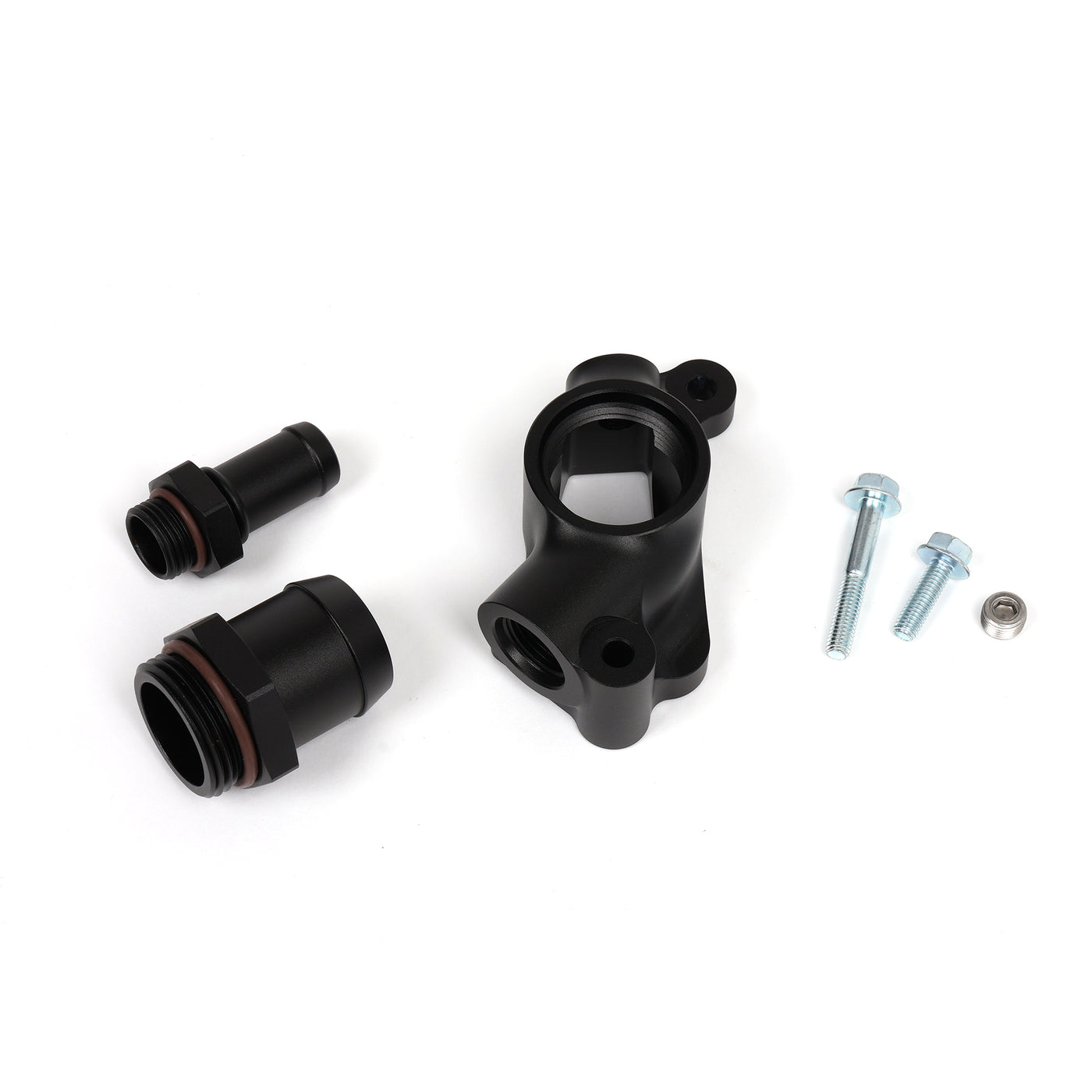 Hybrid Racing PRB RWD Coolant Port Adapter - installed orientation