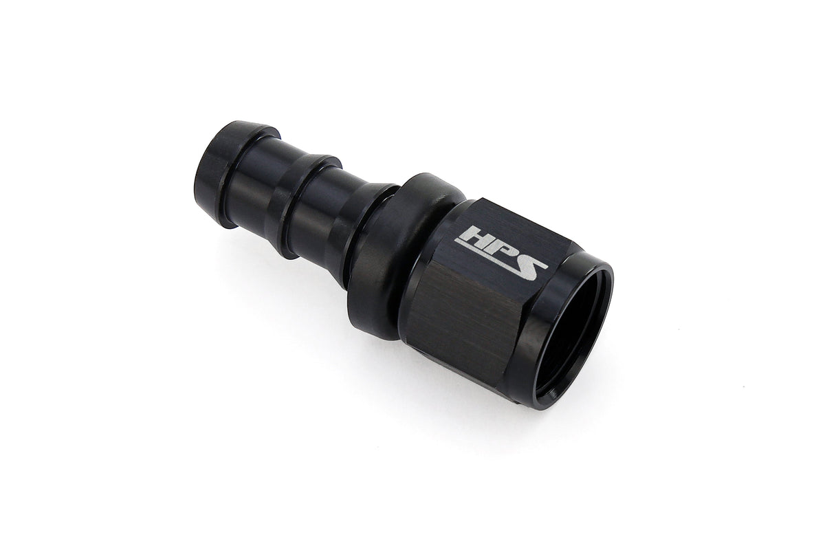 HPS Performance Straight -10 Push-on Hose End to AN Female Aluminum Black