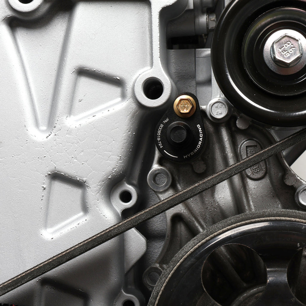 Hybrid Racing -6 AN Water Pump Port Fitting - complete installation