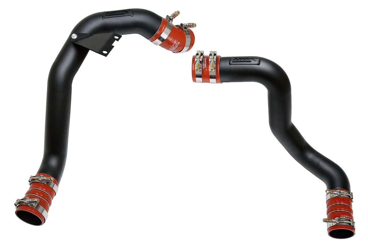 HPS Hot & Cold Side Charge Pipe with Orange CAC Hose Intercooler Boots Black 17-105WB