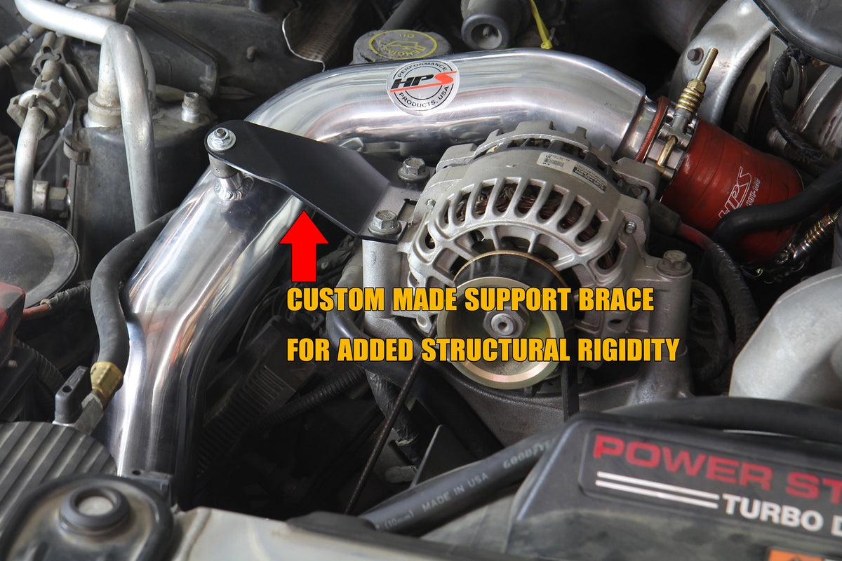 HPS Performance Hot & Cold Side Charge Pipe with Orange CAC Hose Intercooler Boots (Black) - Ford F-250 Superduty / Ford F-350 Superduty / Ford F-450 Superduty / Ford F-550 Superduty - (2003-2007)
