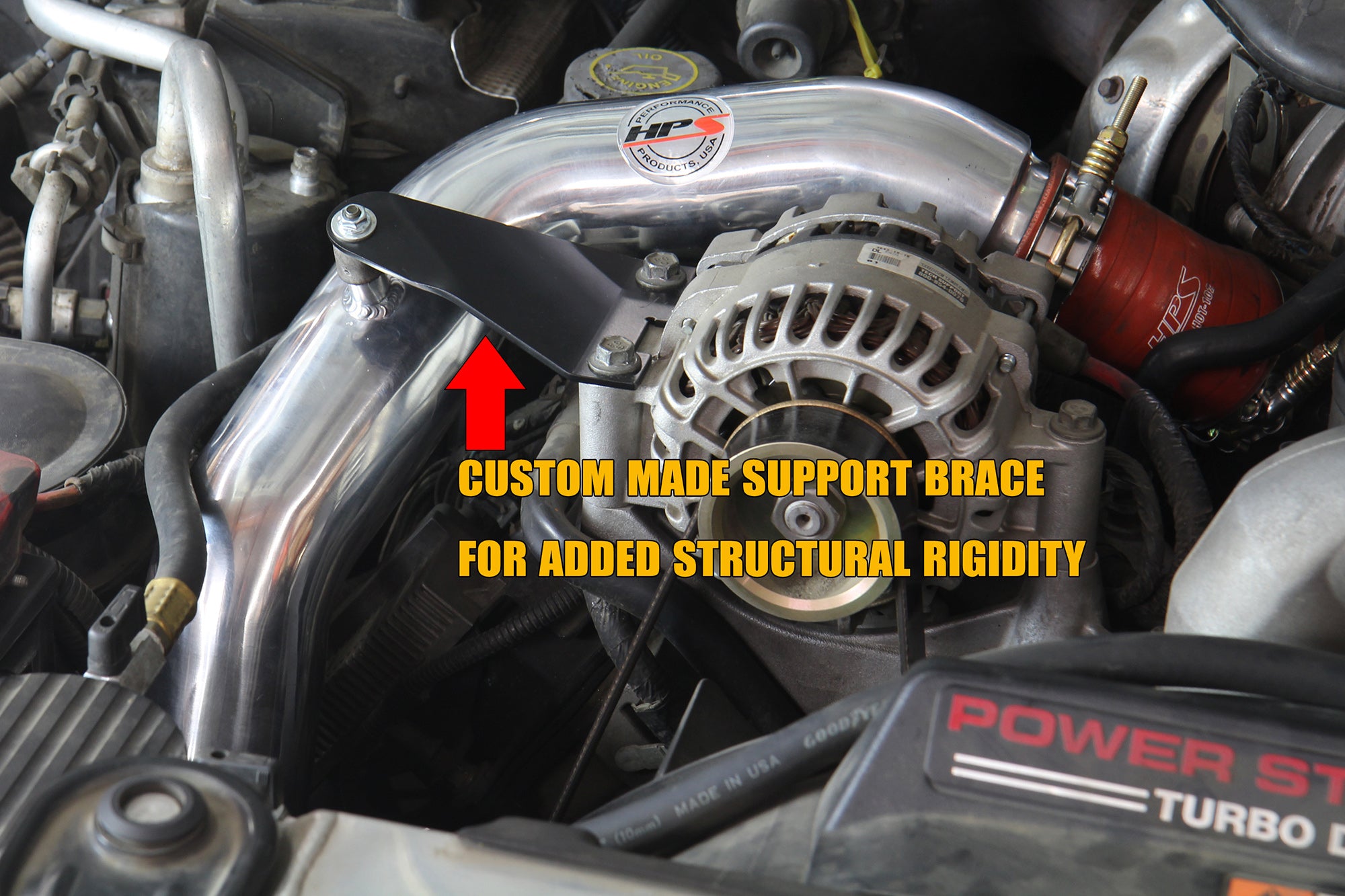 HPS Hot & Cold Side Charge Pipe with Orange CAC Hose Intercooler Boots, Black, 17-105WB