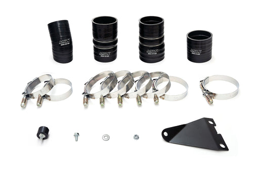 HPS Hot & Cold Side Charge Pipe with Black CAC Hose Intercooler Boots, Polished, 17-145P