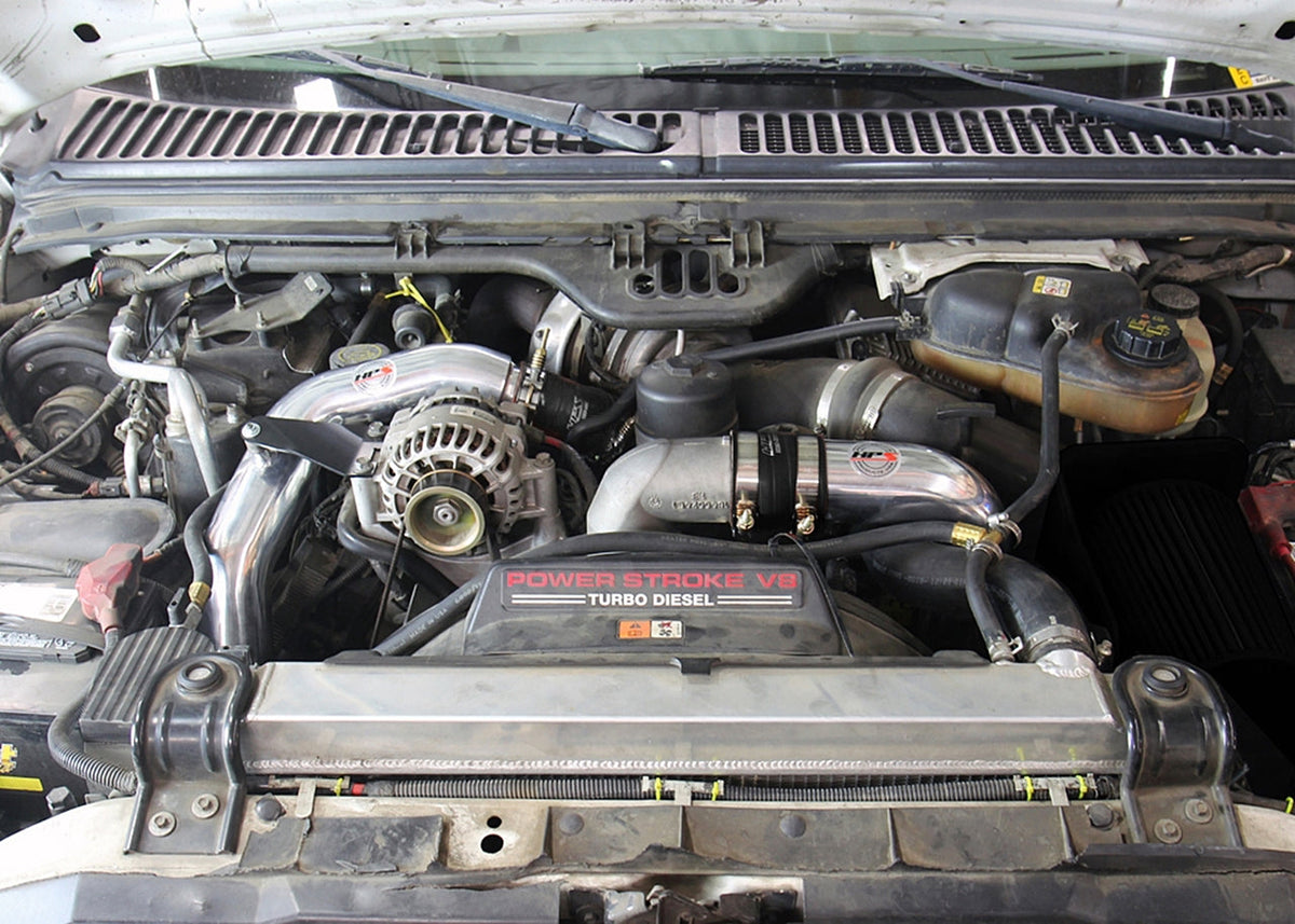HPS Performance Hot & Cold Side Charge Pipe with Black CAC Hose Intercooler Boots (Polished) - Ford F-250 Superduty / Ford F-350 Superduty / Ford F-450 Superduty / Ford F-550 Superduty - (2003-2007)