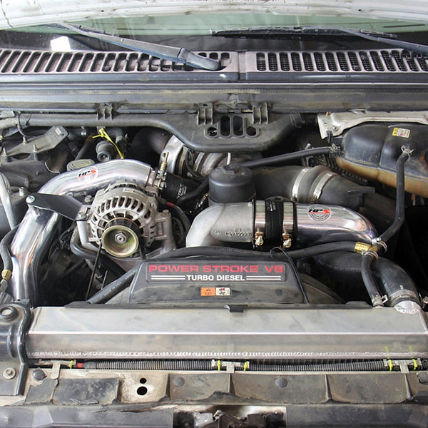 HPS Hot & Cold Side Charge Pipe with Black CAC Hose Intercooler Boots, Polished, 17-145P