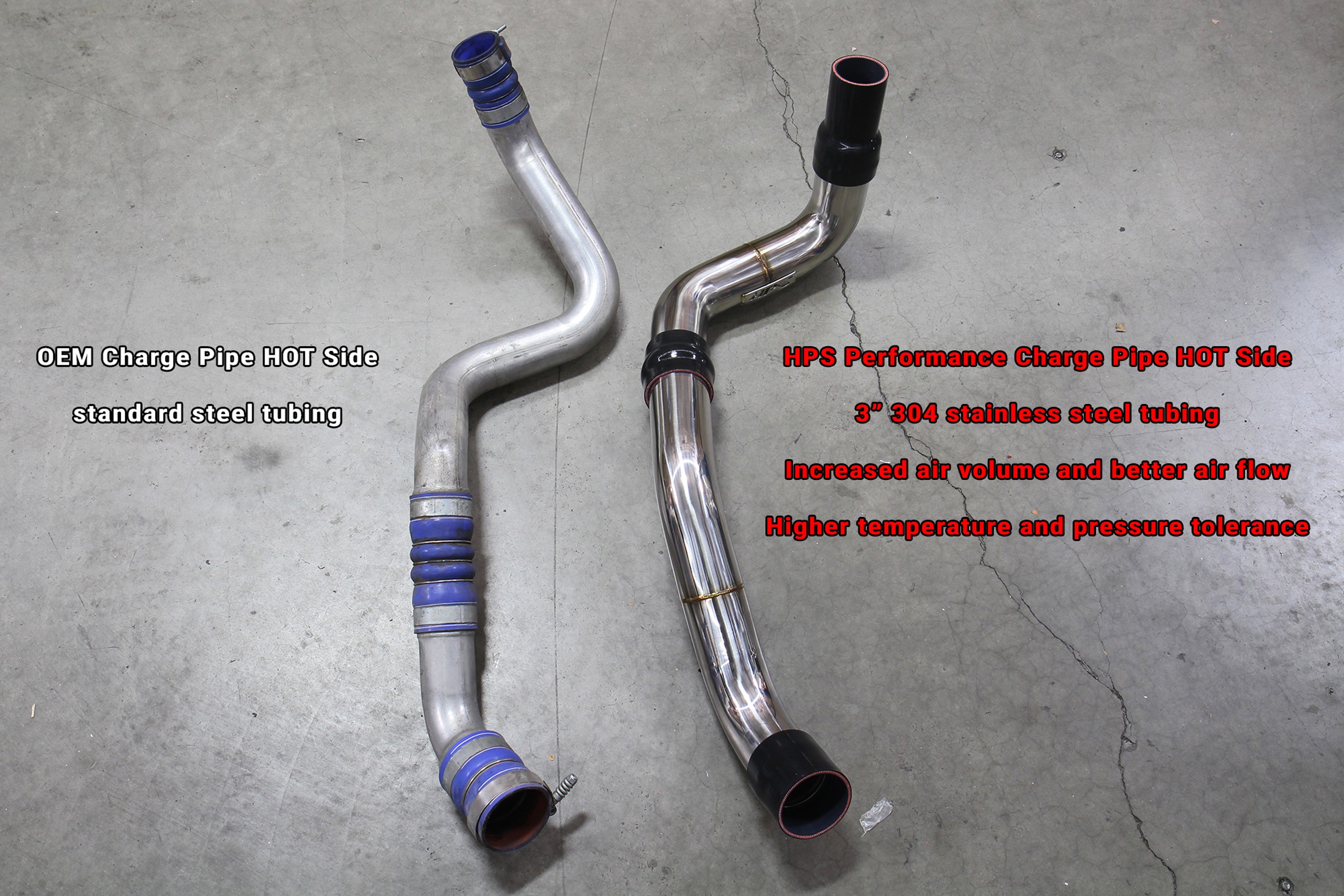 HPS Performance Stainless Steel Intercooler Charge Pipe Kit (Cold and Hot Side) (Black) - Chevrolet Silverado 2500 HD Duramax LML / Chevrolet Silverado 3500 HD Duramax LML / GMC Sierra 2500 HD Duramax LML / GMC Sierra 3500 HD Duramax LML - (2013-2016)