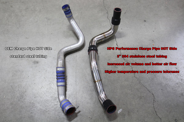 HPS Performance Stainless Steel Intercooler Charge Pipe Kit (Cold and Hot Side), Black, 17-150WB