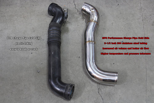 HPS Performance Stainless Steel Intercooler Charge Pipe Kit (Cold and Hot Side), Black, 17-150WB