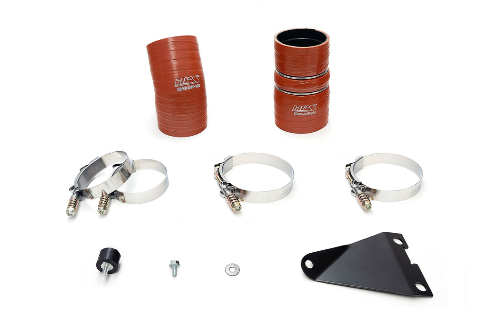 HPS Intercooler Charge Pipe (Hot Side) with Orange Boots, Red, 17-171R