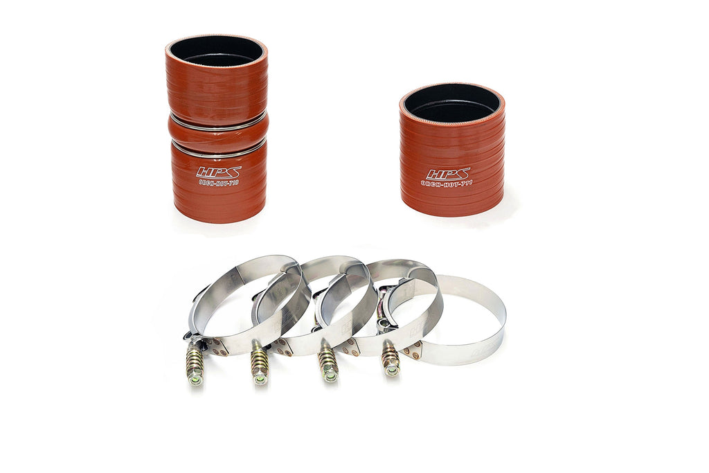 HPS Intercooler Charge Pipe (Cold Side) with Orange Boots, Polished, 17-172P