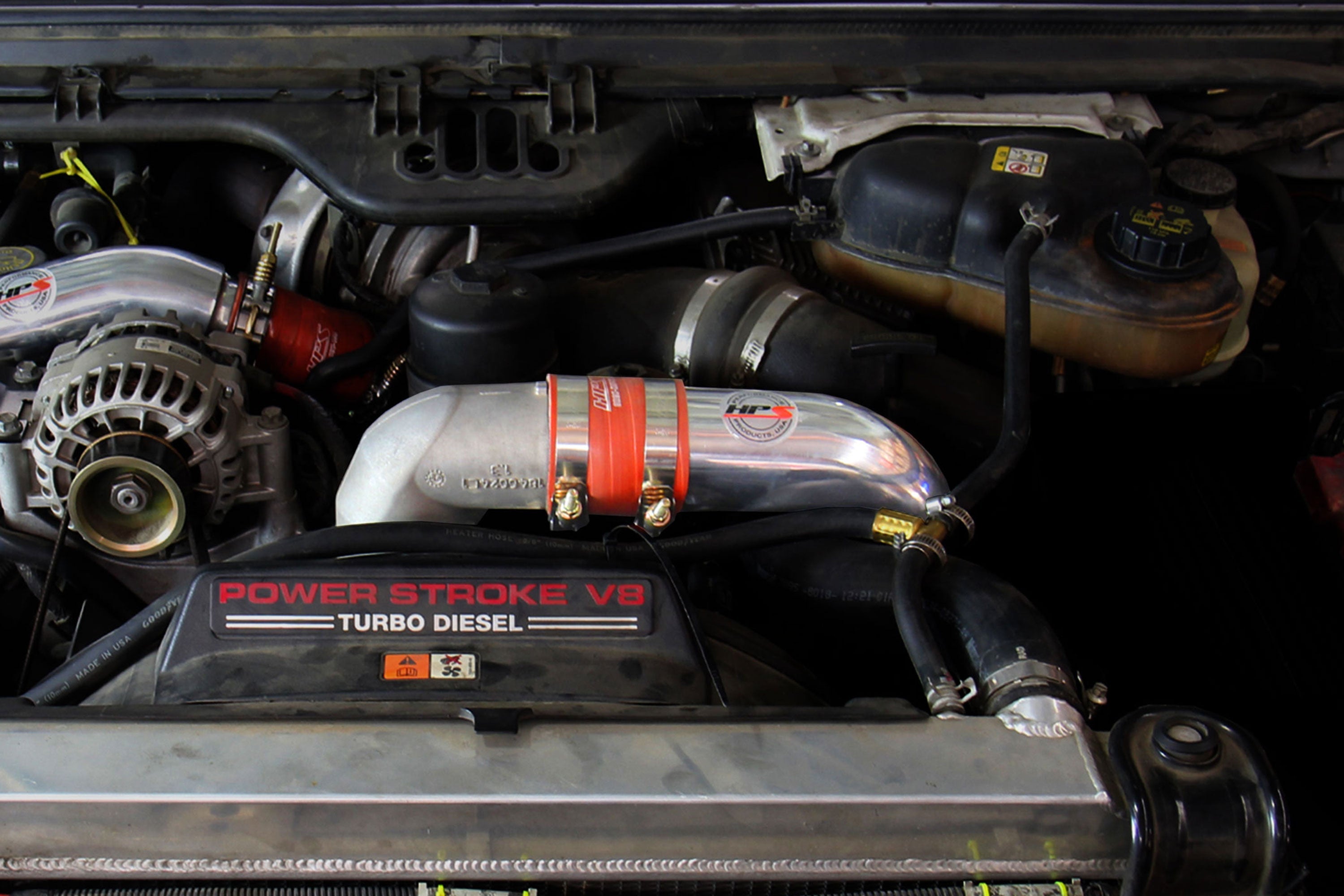 HPS Intercooler Charge Pipe (Cold Side) with Orange Boots, Red, 17-172R
