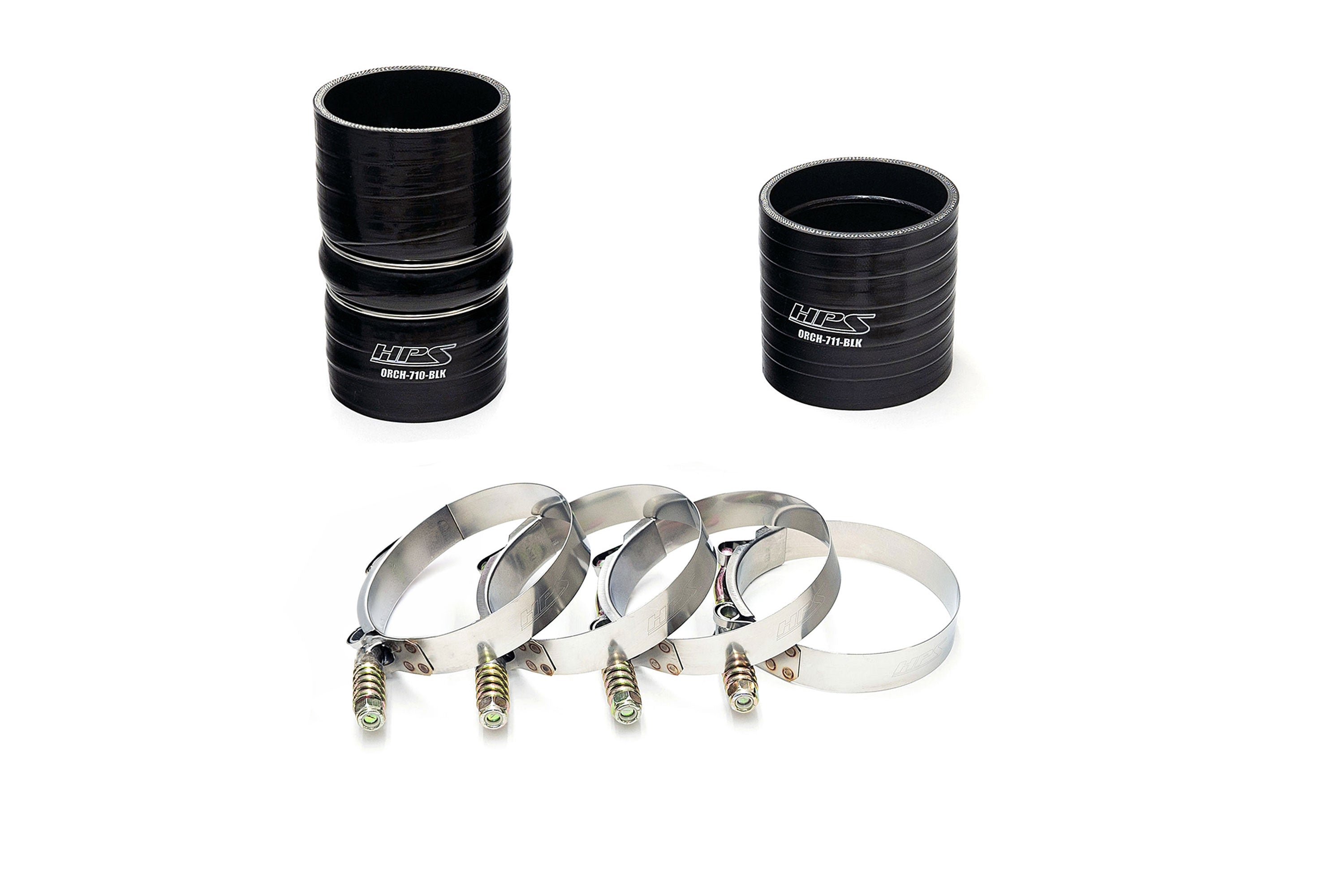 HPS Intercooler Charge Pipe (Cold Side) with Black Boots, Polished, 17-174P
