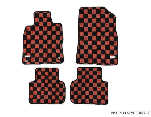 Phase 2 Motortrend (P2M) Red Checkered Carpet Race Floor Mats - Acura Integra DE5 (2023+)
