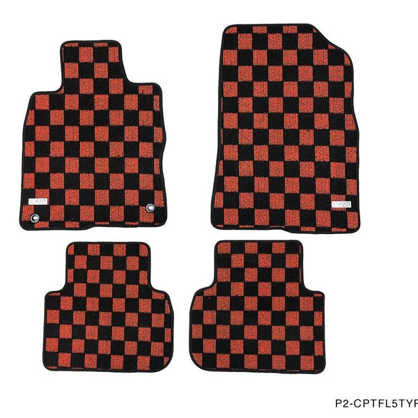 Phase 2 Motortrend (P2M) Red Checkered Carpet Race Floor Mats - Acura Integra DE5 (2023+)