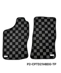 Phase 2 Motortrend (P2M) Checkered Flag Carpet Floor Mats - Nissan D21 Hardbody Pickup (1989-1994)